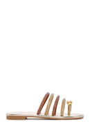 Women's Gold Stone Flip Flops | Derimod Women's Gold Stone Flip Flops | Derimod