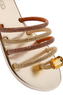 Women's Gold Stone Flip Flops | Derimod Women's Gold Stone Flip Flops | Derimod