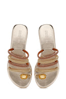 Women's Gold Stone Flip Flops | Derimod Women's Gold Stone Flip Flops | Derimod
