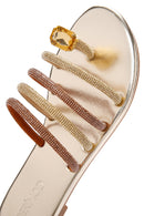 Women's Gold Stone Flip Flops | Derimod Women's Gold Stone Flip Flops | Derimod