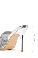 Kadın Gümüş Taşlı İnce Topuklu Terlik | Derimod Kadın Gümüş Taşlı İnce Topuklu Terlik | Derimod