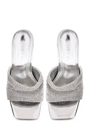 Kadın Gümüş Taşlı İnce Topuklu Terlik | Derimod Kadın Gümüş Taşlı İnce Topuklu Terlik | Derimod