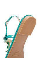 Kadın Yeşil Bilekten Bantlı Taşlı Sandalet | Derimod Kadın Yeşil Bilekten Bantlı Taşlı Sandalet | Derimod