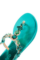 Kadın Yeşil Bilekten Bantlı Taşlı Sandalet | Derimod Kadın Yeşil Bilekten Bantlı Taşlı Sandalet | Derimod