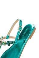 Kadın Yeşil Bilekten Bantlı Taşlı Sandalet | Derimod Kadın Yeşil Bilekten Bantlı Taşlı Sandalet | Derimod