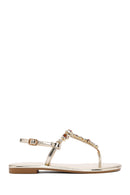 Women's Gold Ankle Strap Stone Sandals | Derimod Women's Gold Ankle Strap Stone Sandals | Derimod