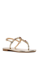 Kadın Altın Bilekten Bantlı Taşlı Sandalet | Derimod Kadın Altın Bilekten Bantlı Taşlı Sandalet | Derimod