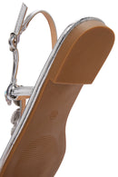 Kadın Gümüş Bilekten Bantlı Taşlı Sandalet | Derimod Kadın Gümüş Bilekten Bantlı Taşlı Sandalet | Derimod