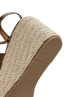 Women's Bronze Ankle Strap Wedge Heeled Espadrille | Derimod Women's Bronze Ankle Strap Wedge Heeled Espadrille | Derimod
