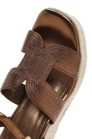 Women's Bronze Ankle Strap Wedge Heeled Espadrille | Derimod Women's Bronze Ankle Strap Wedge Heeled Espadrille | Derimod