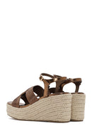 Kadın Bronz Bilekten Bantlı Dolgu Topuklu Espadril | Derimod Kadın Bronz Bilekten Bantlı Dolgu Topuklu Espadril | Derimod