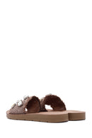 Women's Brown Stone-Embellished Slippers | Derimod Women's Brown Stone-Embellished Slippers | Derimod