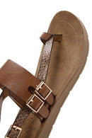 Kadın Taba Bilekten Bantlı Parmak Arası Sandalet | Derimod Kadın Taba Bilekten Bantlı Parmak Arası Sandalet | Derimod