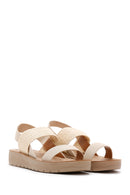 Women's Beige Ankle Elastic Sandals | Derimod Women's Beige Ankle Elastic Sandals | Derimod