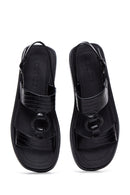 Kadın Siyah Bilekten Bantlı Kalın Tabanlı Sandalet | Derimod Kadın Siyah Bilekten Bantlı Kalın Tabanlı Sandalet | Derimod