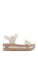 Kadın Altın Bilekten Bantlı Kalın Tabanlı Sandalet | Derimod Kadın Altın Bilekten Bantlı Kalın Tabanlı Sandalet | Derimod