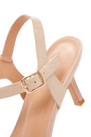 Women's Beige Ankle Strap Heeled Sandals | Derimod Women's Beige Ankle Strap Heeled Sandals | Derimod
