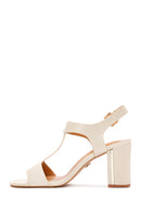 Kadın Bej Bilekten Bantlı Topuklu Sandalet | Derimod Kadın Bej Bilekten Bantlı Topuklu Sandalet | Derimod