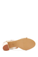 Kadın Bej Bilekten Bantlı Topuklu Sandalet | Derimod Kadın Bej Bilekten Bantlı Topuklu Sandalet | Derimod