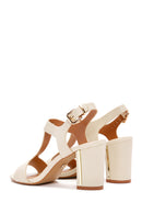 Kadın Bej Bilekten Bantlı Topuklu Sandalet | Derimod Kadın Bej Bilekten Bantlı Topuklu Sandalet | Derimod