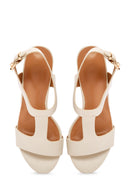 Kadın Bej Bilekten Bantlı Topuklu Sandalet | Derimod Kadın Bej Bilekten Bantlı Topuklu Sandalet | Derimod