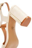 Kadın Bej Bilekten Bantlı Topuklu Sandalet | Derimod Kadın Bej Bilekten Bantlı Topuklu Sandalet | Derimod