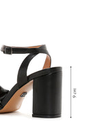 Kadın Siyah Bilekten Bantlı Topuklu Sandalet | Derimod Kadın Siyah Bilekten Bantlı Topuklu Sandalet | Derimod