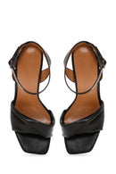 Kadın Siyah Bilekten Bantlı Topuklu Sandalet | Derimod Kadın Siyah Bilekten Bantlı Topuklu Sandalet | Derimod