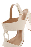 Kadın Bej Bilekten Bantlı Topuklu Sandalet | Derimod Kadın Bej Bilekten Bantlı Topuklu Sandalet | Derimod