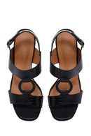 Kadın Siyah Bilekten Bantlı Topuklu Sandalet | Derimod Kadın Siyah Bilekten Bantlı Topuklu Sandalet | Derimod