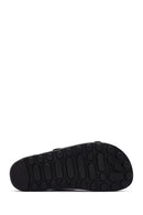 Women's Black Stone Double Buckle Thick Sole Comfort Slippers | Derimod Women's Black Stone Double Buckle Thick Sole Comfort Slippers | Derimod