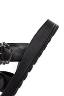 Women's Black Stone Double Buckle Thick Sole Comfort Slippers | Derimod Women's Black Stone Double Buckle Thick Sole Comfort Slippers | Derimod