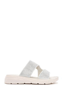 Kadın Gümüş Taşlı Comfort Terlik | Derimod Kadın Gümüş Taşlı Comfort Terlik | Derimod