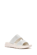 Kadın Gümüş Taşlı Comfort Terlik | Derimod Kadın Gümüş Taşlı Comfort Terlik | Derimod