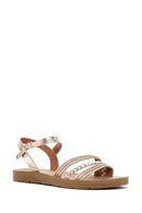 Kadın Altın Bilekten Bantlı Comfort Sandalet | Derimod Kadın Altın Bilekten Bantlı Comfort Sandalet | Derimod