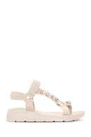Women's Beige Ankle Strap Stone Sandals | Derimod Women's Beige Ankle Strap Stone Sandals | Derimod
