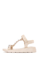 Women's Beige Ankle Strap Stone Sandals | Derimod Women's Beige Ankle Strap Stone Sandals | Derimod