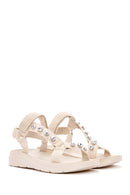 Women's Beige Ankle Strap Stone Sandals | Derimod Women's Beige Ankle Strap Stone Sandals | Derimod