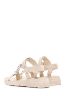 Women's Beige Ankle Strap Stone Sandals | Derimod Women's Beige Ankle Strap Stone Sandals | Derimod