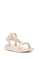 Women's Beige Ankle Strap Stone Sandals | Derimod Women's Beige Ankle Strap Stone Sandals | Derimod