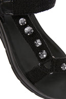 Women's Black Ankle Strap Stone Sandals | Derimod Women's Black Ankle Strap Stone Sandals | Derimod