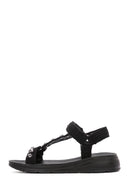 Women's Black Ankle Strap Stone Sandals | Derimod Women's Black Ankle Strap Stone Sandals | Derimod