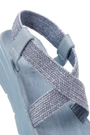 Kadın Mavi Hasır Sandalet | Derimod Kadın Mavi Hasır Sandalet | Derimod