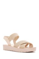 Kadın Bej Bilekten Bantlı Sandalet | Derimod Kadın Bej Bilekten Bantlı Sandalet | Derimod