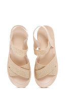 Kadın Bej Bilekten Bantlı Sandalet | Derimod Kadın Bej Bilekten Bantlı Sandalet | Derimod