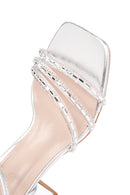 Kadın Gümüş Bilekten Bantlı Topuklu Sandalet | Derimod Kadın Gümüş Bilekten Bantlı Topuklu Sandalet | Derimod