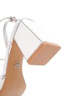 Kadın Gümüş Bilekten Bantlı Topuklu Sandalet | Derimod Kadın Gümüş Bilekten Bantlı Topuklu Sandalet | Derimod