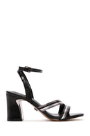 Women's Black Ankle Strap Metallic Heeled Sandals | Derimod Women's Black Ankle Strap Metallic Heeled Sandals | Derimod