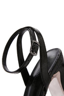 Kadın Siyah Bilekten Bantlı Metalik Topuklu Sandalet | Derimod Kadın Siyah Bilekten Bantlı Metalik Topuklu Sandalet | Derimod