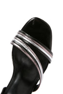 Women's Black Ankle Strap Metallic Heeled Sandals | Derimod Women's Black Ankle Strap Metallic Heeled Sandals | Derimod